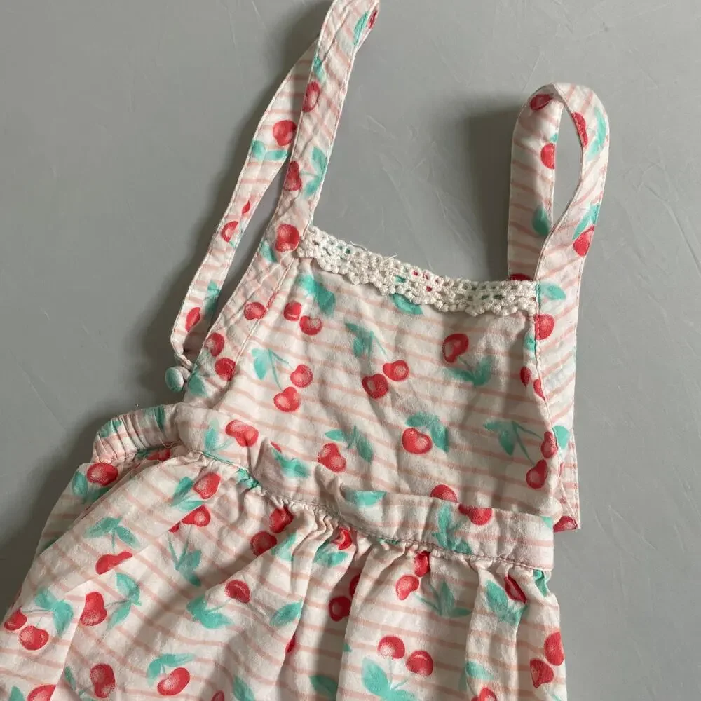Piper & Posie Cherry Overall Backless Bubble Romper 3-6m